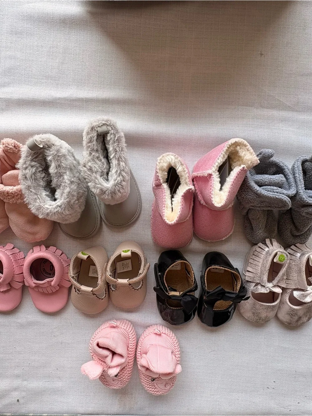 9-Pair Infant Toddler Girls Shoe Lot Boots Moccasins Slippers Mary Janes